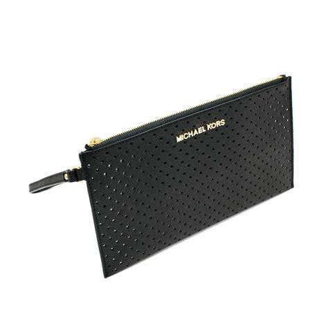 michael kors large flat jet set wristlet black|Michael Kors jet set messenger.